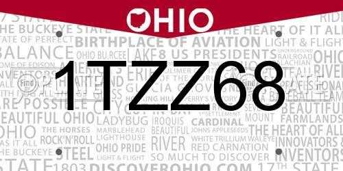 1TZZ68 Ohio License Plate