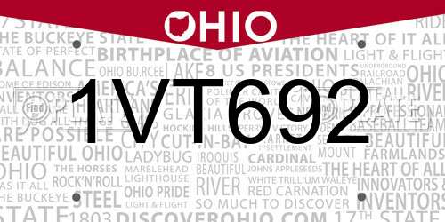1VT692 Ohio License Plate