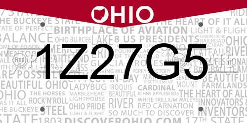 1Z27G5 Ohio License Plate