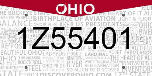1Z55401 Ohio License Plate