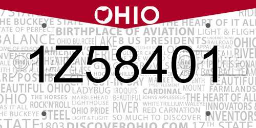 1Z58401 Ohio License Plate