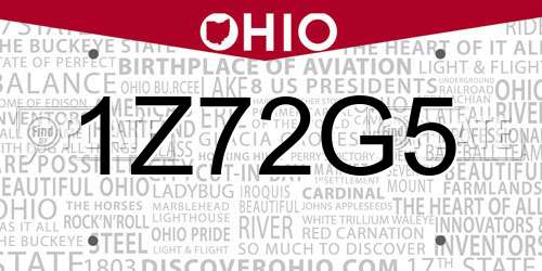 1Z72G5 Ohio License Plate