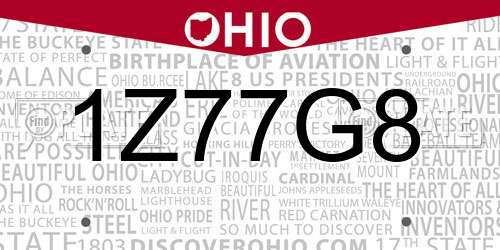1Z77G8 Ohio License Plate