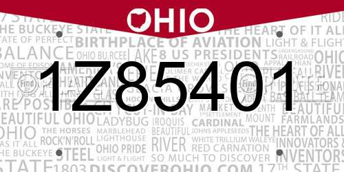 1Z85401 Ohio License Plate
