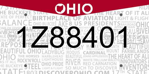 1Z88401 Ohio License Plate