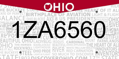 1ZA6560 Ohio License Plate