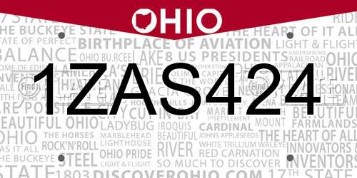 1ZAS424 Ohio License Plate
