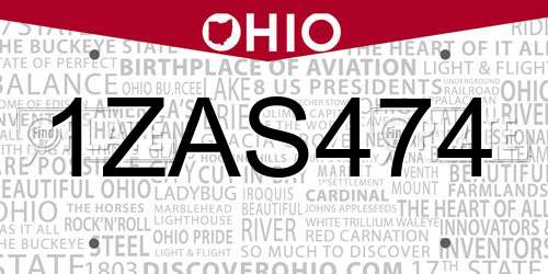 1ZAS474 Ohio License Plate