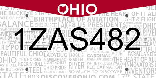 1ZAS482 Ohio License Plate