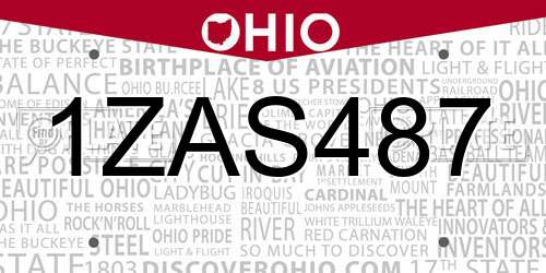 1ZAS487 Ohio License Plate