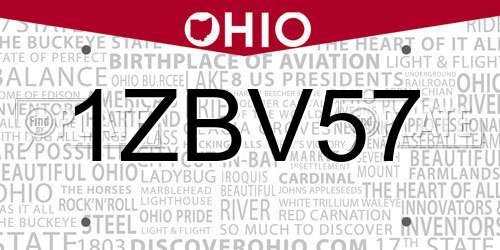 1ZBV57 Ohio License Plate