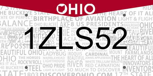 1ZLS52 Ohio License Plate