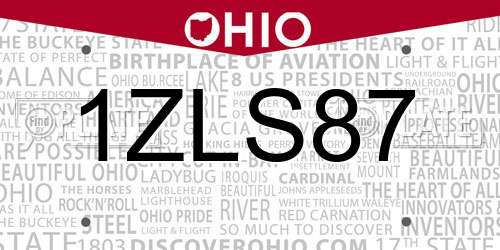 1ZLS87 Ohio License Plate