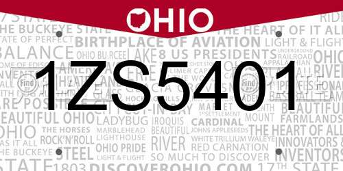 1ZS5401 Ohio License Plate