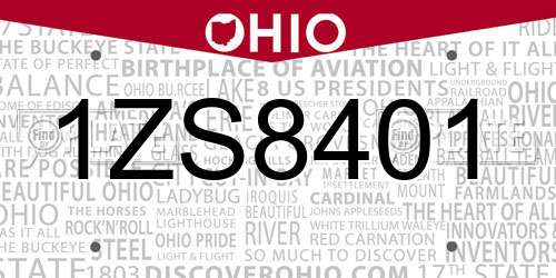1ZS8401 Ohio License Plate