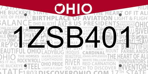 1ZSB401 Ohio License Plate