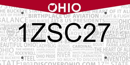 1ZSC27 Ohio License Plate