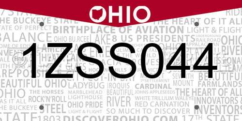 1ZSS044 Ohio License Plate