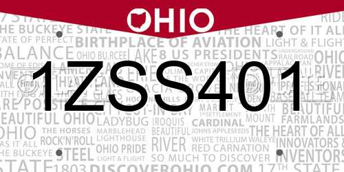 1ZSS401 Ohio License Plate