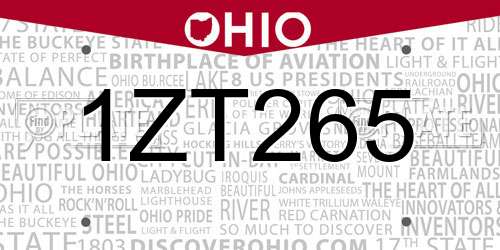 1ZT265 Ohio License Plate