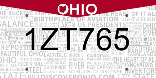 1ZT765 Ohio License Plate