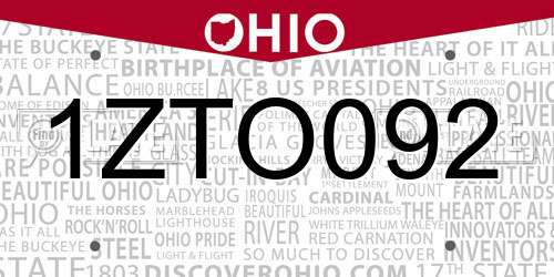1ZTO092 Ohio License Plate
