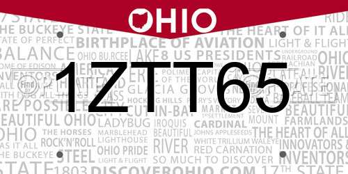 1ZTT65 Ohio License Plate