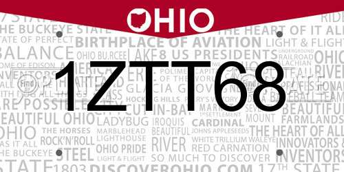 1ZTT68 Ohio License Plate