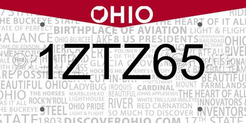 1ZTZ65 Ohio License Plate