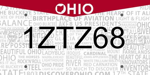 1ZTZ68 Ohio License Plate