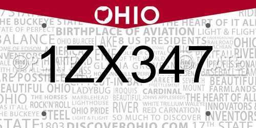 1ZX347 Ohio License Plate