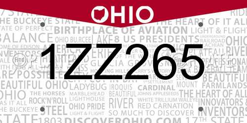 1ZZ265 Ohio License Plate