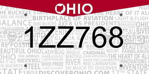 1ZZ768 Ohio License Plate