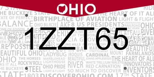 1ZZT65 Ohio License Plate