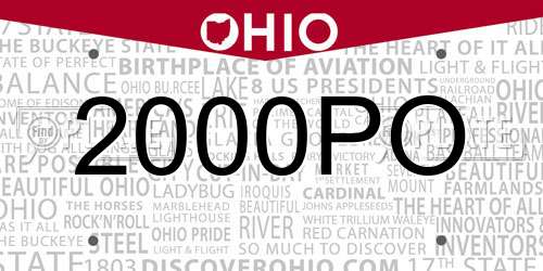 2000PO Ohio License Plate