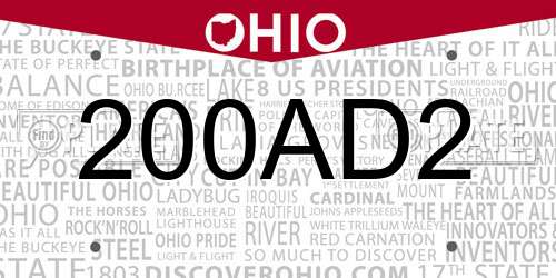 200AD2 Ohio License Plate