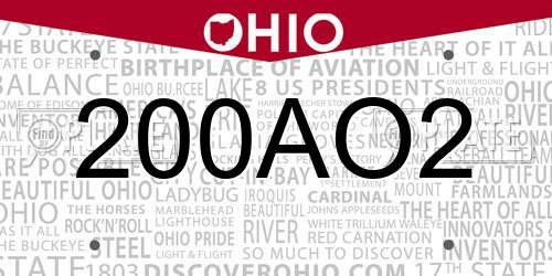 200AO2 Ohio License Plate