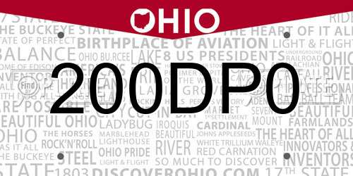 200DP0 Ohio License Plate