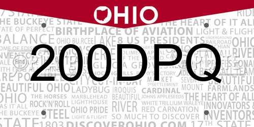 200DPQ Ohio License Plate