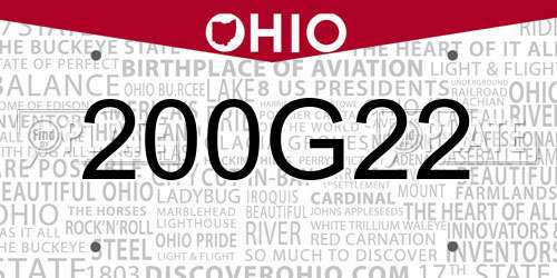200G22 Ohio License Plate