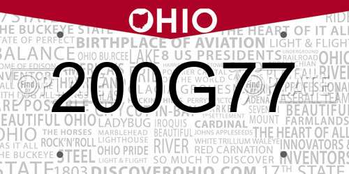 200G77 Ohio License Plate