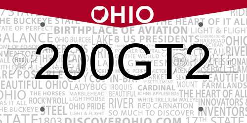 200GT2 Ohio License Plate