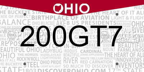200GT7 Ohio License Plate