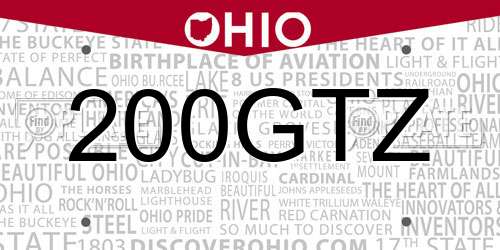 200GTZ Ohio License Plate