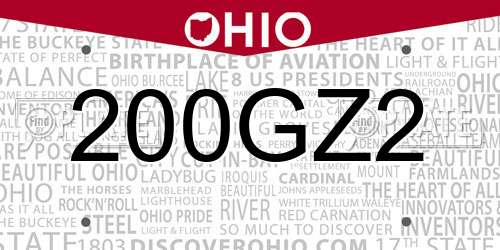 200GZ2 Ohio License Plate