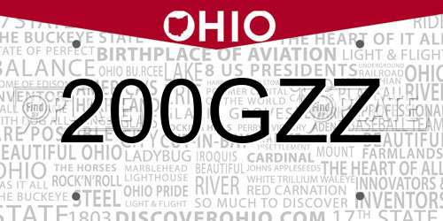 200GZZ Ohio License Plate