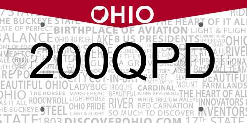 200QPD Ohio License Plate