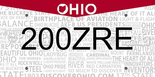 200ZRE Ohio License Plate