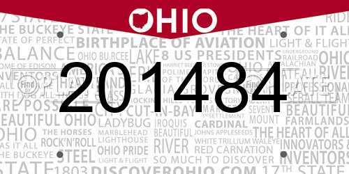 201484 Ohio License Plate