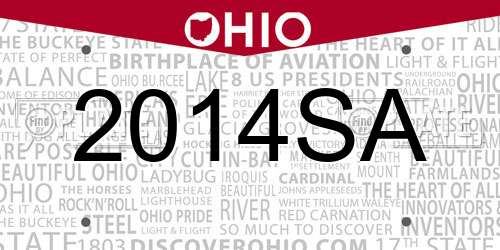 2014SA Ohio License Plate